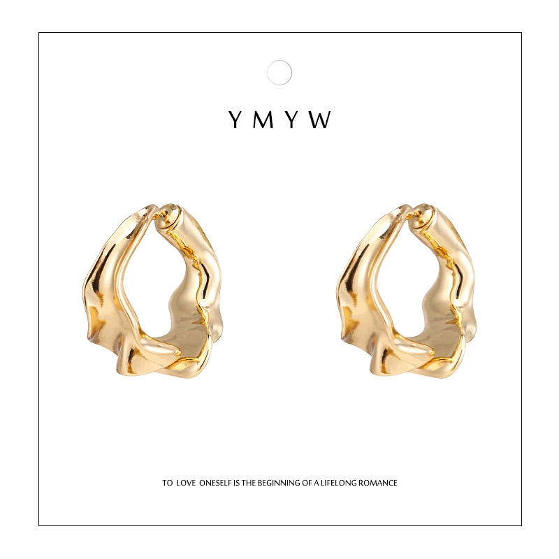 

YMYW Stylish Unique Personalized Irregular Round Geometric Stud Earrings Zinc Alloy Metal Earrings for Women Party Oorbellen