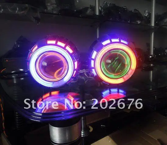 

DLAND Dual Angel Eye Bi-xenon MINI HID Projector Lens, Colors Are Selectable