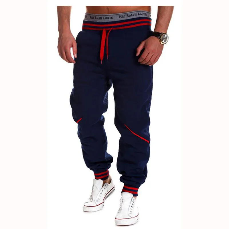 Новые мужские повседневные стильные Lounge Мужские штаны для досуга модные фитнес тренировки брюки в полоску популярные спортивные брюки - Цвет: navy