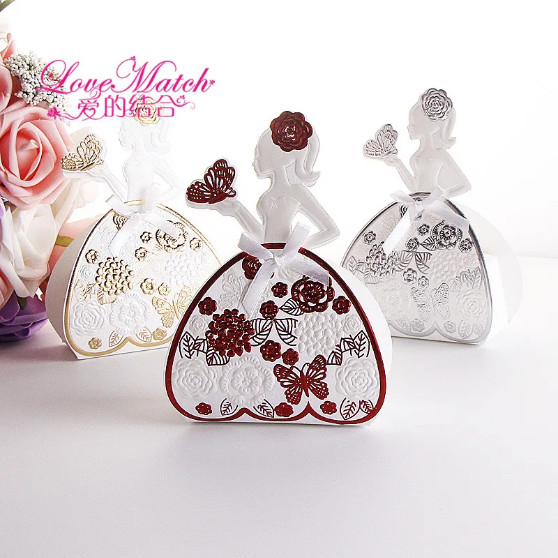 

Love Match 25pcs Bride Wedding Box Butterfly And Flower Candy Box Wedding Table Decoration Party Supplies