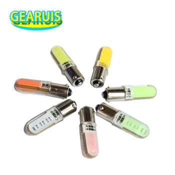 

100pcs Auto LED BA9S T4W LED Silicone COB 12 Chips 80MA Wedge Dome Reading Light Map Indicator License Plate Light white 12V