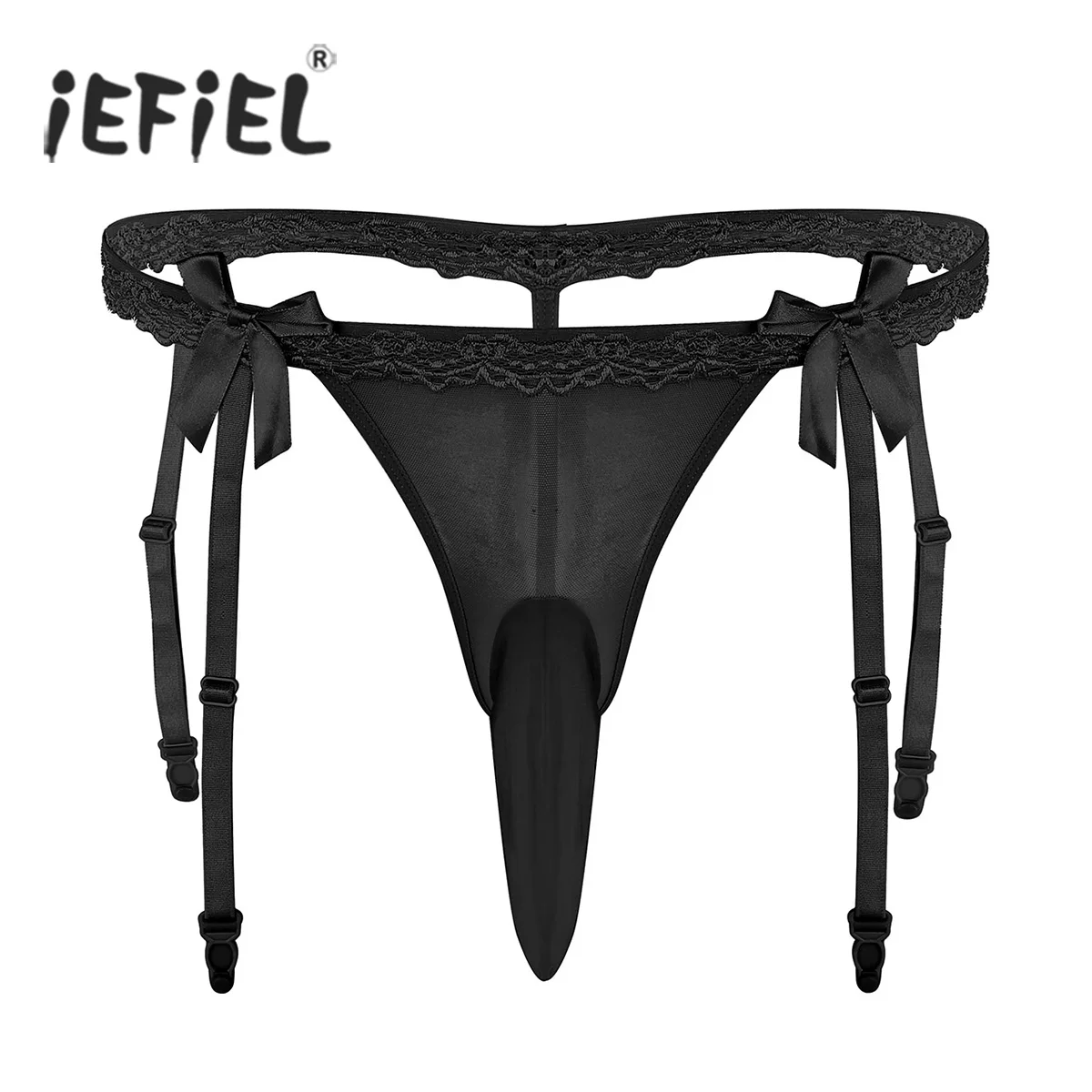 iiniim Mens One Piece Satin Silky Open Sheath Bodysuit Sissy Pouch Panties Briefs Lingerie
