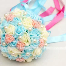 Свадебный букет цветов PE Роза Букет искусственных цветов Свадебный Декоративный букет цветов невесты кристалл жемчуг