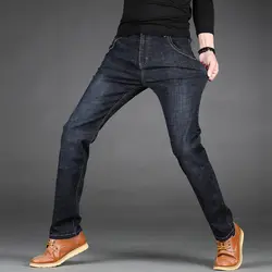 Для мужчин черные обтягивающие джинсы классические джинсы с эластичной тонкий модный бренд джинсовой Фирменная Новинка бренд