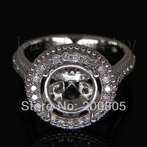 

Nice Solid 14Kt White Gold Natural Diamond Round 9mm Setting Ring For Sale WU160