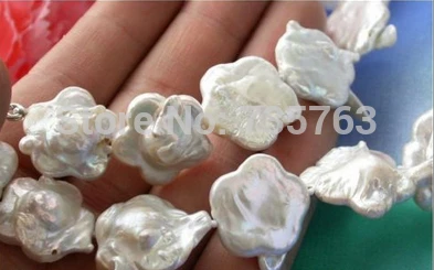

HOT 0015310 16.5" BAROQUE Plum flower WHITE KESHI REBORN PEARL NECKLACE