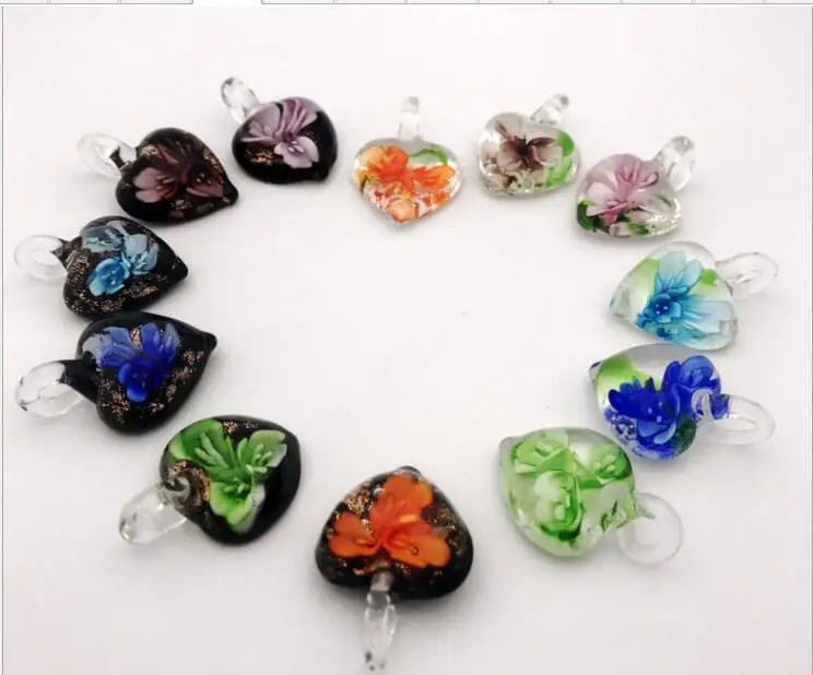 Ретро в форме сердца фосфоресцирующая Глянцевая подвеска модное ожерелье с цветами разноцветная подвеска
