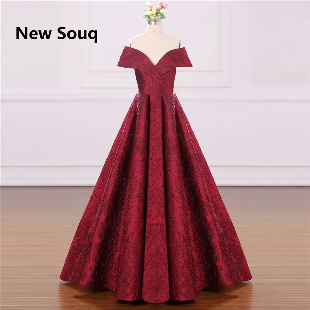 

Chic Burgundy Lace Off Shoulder Evening Dresses Robe De Soiree 2019 Long Prom Dress Vestido De Gala Custom Party Evening Gowns