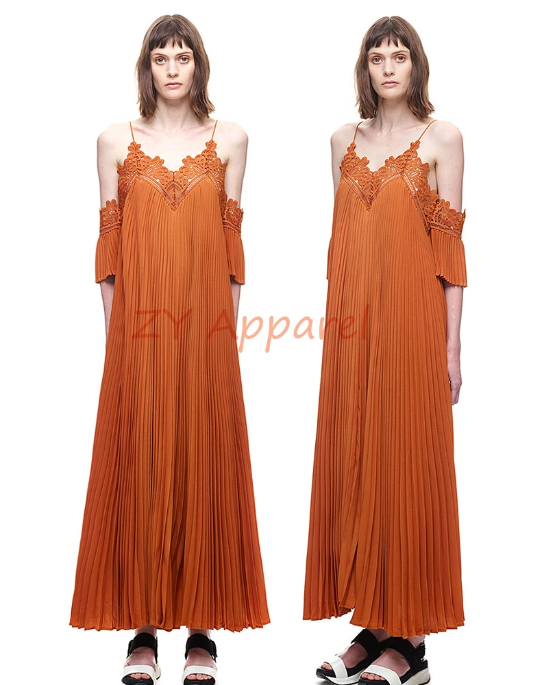 orange lace maxi dress