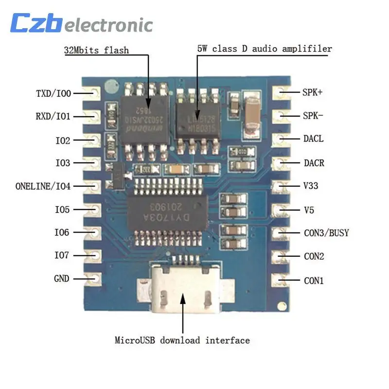 

Mini DY-SV5W MP3 Player Module Trigger / Serial Port Control Audio Voice Playing Board