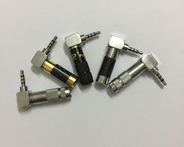 Copper Rhodium Plated 2 5mm 4Pole 90 Degree L shape Repair Headphone Jack Plug Cable Solder 20pcs free shippig