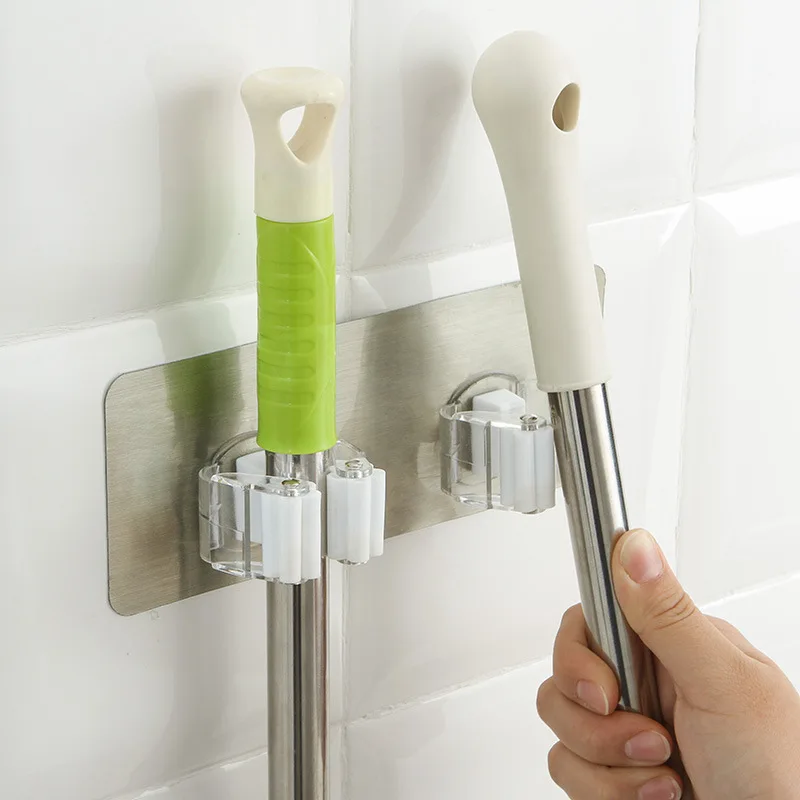 

Powerful Traceless Wall-Mounted Mop And Broom Holder Bathroom Rack Suction Cup Shelf Gardening Tool Organizer Reusable
