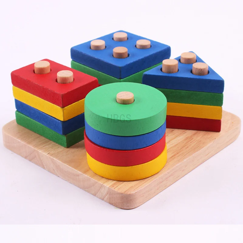 Монтессори обучающая деревянная игрушка в форме подходящих пазлов детская интеллектуальная креативная игра