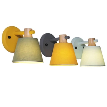 

Vintage Loft Wall Lights Solid Wood Wall Lamp Macaroon Cloth Lampshade Led Ac110-240v Bedroom Bedside Lights Lighting Decoration