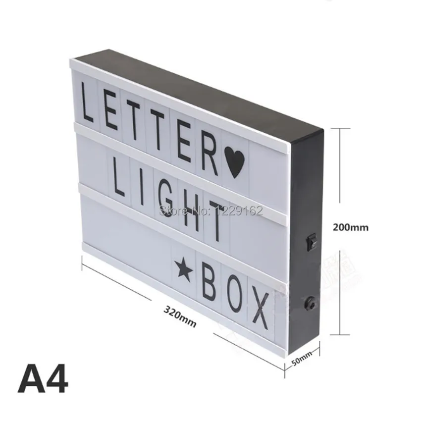 Ücretsiz kargo a4 diy led sinema ışık kutusu 96 adet mektuplar dahil a4 boyutu ışık kutusu düğün dekorasyon diy sanat ev aydınlatma