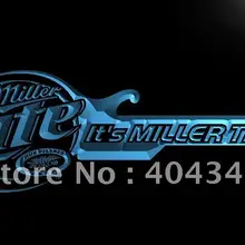 LE155-это Miller Time наклейка для гитары бар Неоновый свет Sig