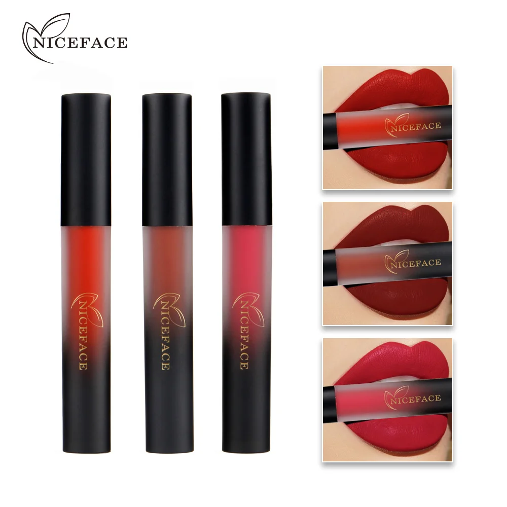 Waterproof matte lip gloss gradient color tube sexy red liquid lipstick 18 colors lip tint