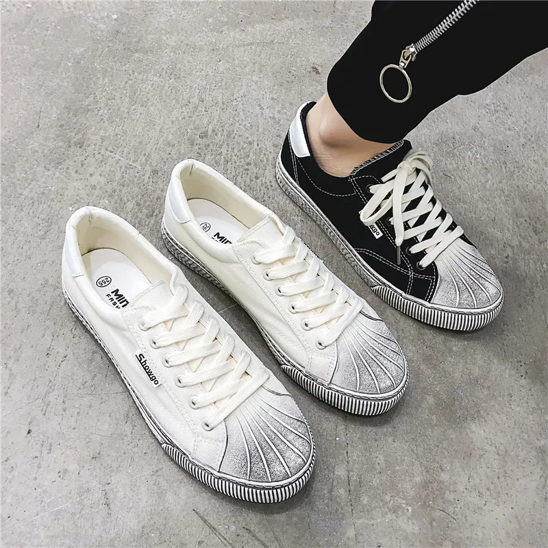 Shell Head Canvas Shoe Male Low Help Han Small Edition Shoes Men Schoolboy Skate Shoes 2019 Season Trend Shoes Zapatos De Hombre