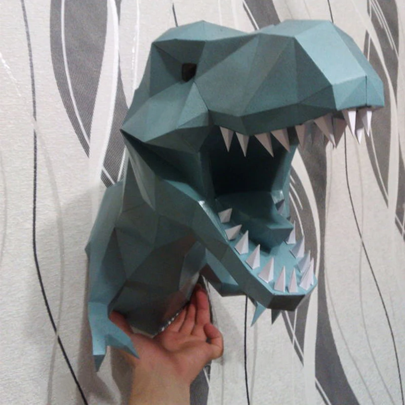 DIY украшение для дома тираннозавр голова динозавра Бумажная модель паззлы игрушка животное для ресторанов бар Водонепроницаемая образовательная модель