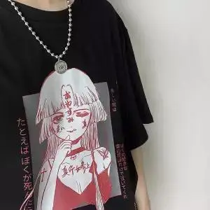 Крутые Японские футболки, женские футболки с аниме Харадзюку, уличная одежда, летняя Милая футболка с мультяшным принтом, женские кавайные футболки, топы для девочек - Цвет: 10