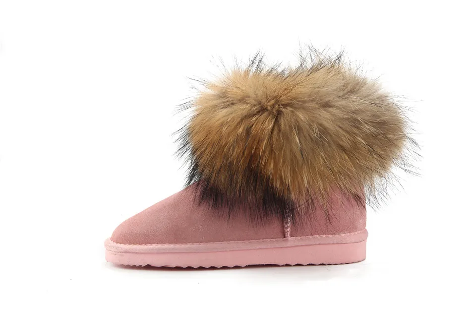 JXANG/модные замшевые женские короткие зимние ботильоны из натуральной лисьего меха года; зимняя женская обувь; женские ботинки