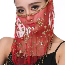 Женская вышитая сетчатая вуаль для танца живота, Цветочная вуаль сливы, индийский танцевальный костюм, ювелирные изделия, реквизит, маска для лица