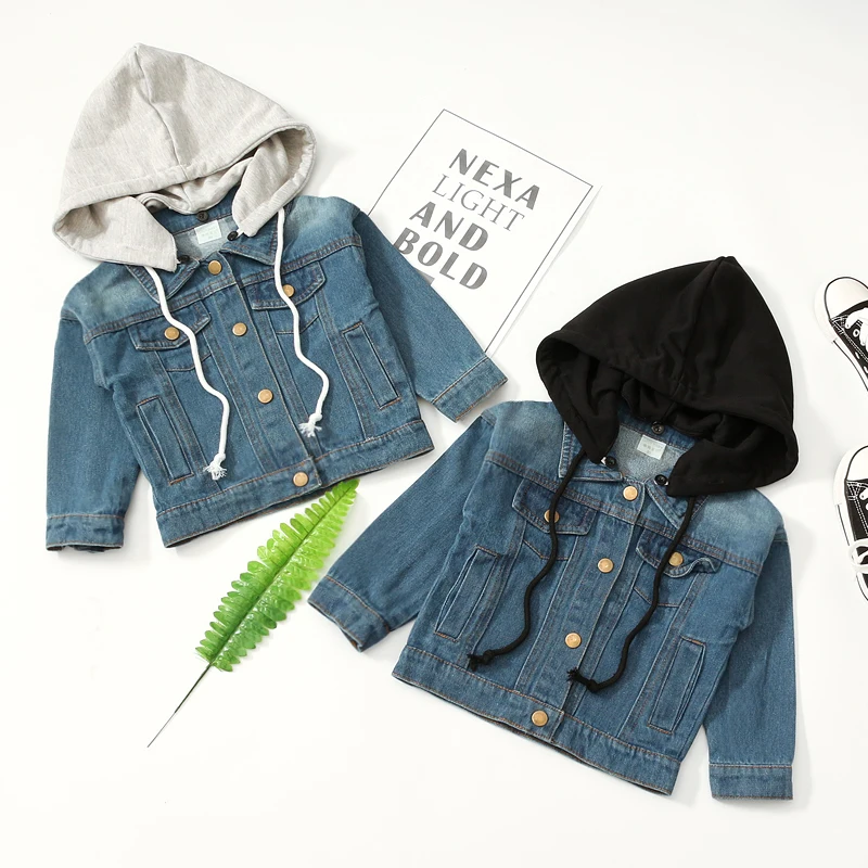 Gruibaby/Качественная детская одежда джинсовая куртка 123456 года с капюшоном на весну