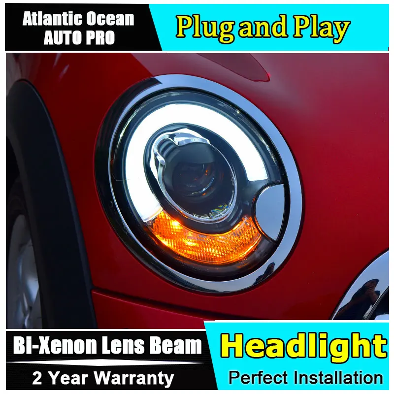 2PCS Car Style LED headlights for BMW mini R56 2007 2013 for mini R56 head lamp LED Lens Double