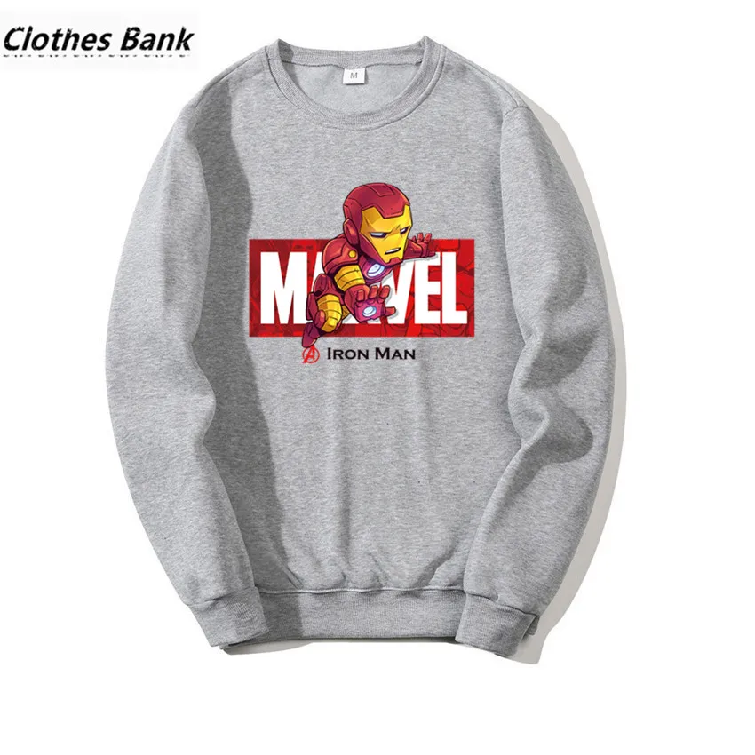 Marvel из мультфильма "Железный человек" Забавный принт Kpop хип хоп Crewneck
