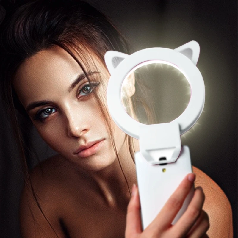 PULUZ светодиодный селфи легкий телефон якорь в прямом эфире милые артефакт кошачьи уши Форма 3 уровня Яркость Красота 36 светодиодный s заполняющий свет
