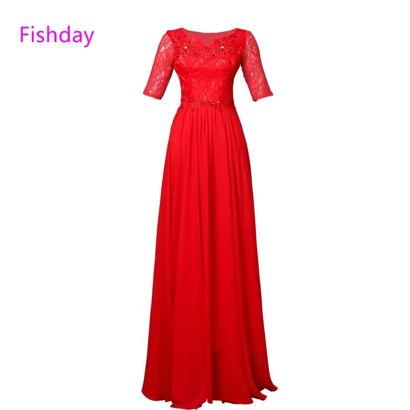 Fishday Evening Gowns Dresses Cheap Long Chiffon Women Sleeved Chinese ...