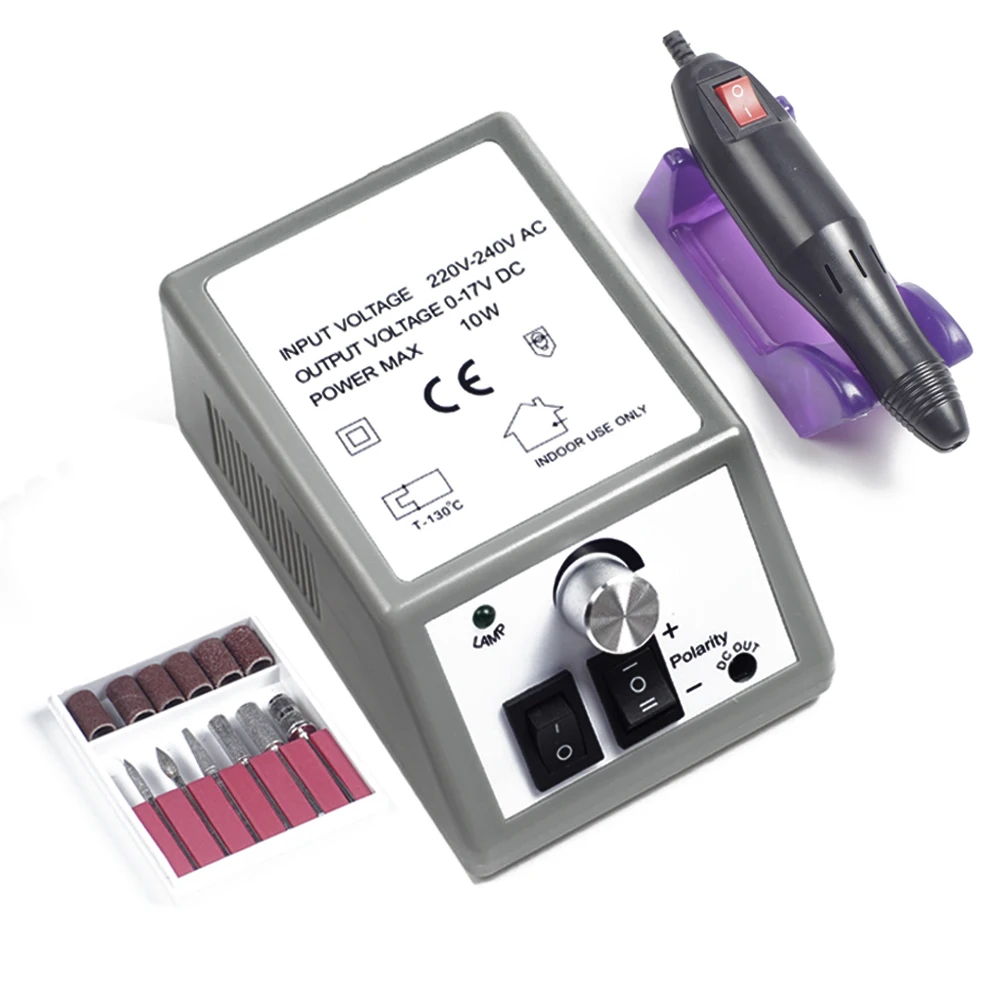 Nail Art Equipment Manicure Tools Pedicure Acrylics Grey Electric Nail Drill Pen Machine Set Kit makartt 12pcs 30000 rmp nail drill machine portable electric manicure pedicure tools kit set nail art equipment us plug e0855x