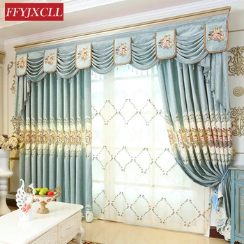 

Semi-shading High Quality Luxury Villas Europe Embroidered Curtain Window For living Room Bedroom Kitchen Curtain