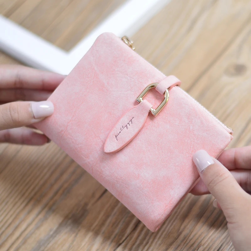 

2019 New Brand Leather Women Wallet High Quality Design Mini bag Sheet metal Metal zipper6 Colors Clutch Wallet