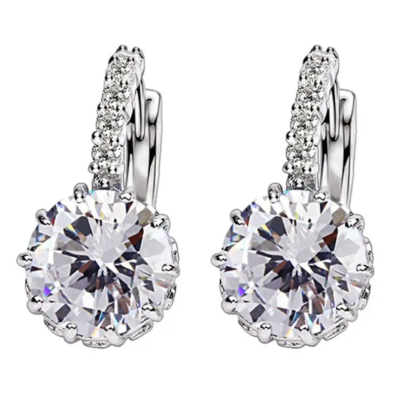 Модный серебряный с кристаллами циркония серьги с камнями геометрические серьги-гвоздики женские серьги Букле д 'ореиль Femme