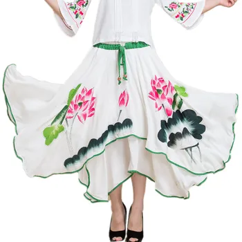 

Brand Summer Skirts Womens Fashion Embroidery Quality Beach Ladies Cotton Elegant Maxi Clothing Boho Robe Saia Longa Long Skirt