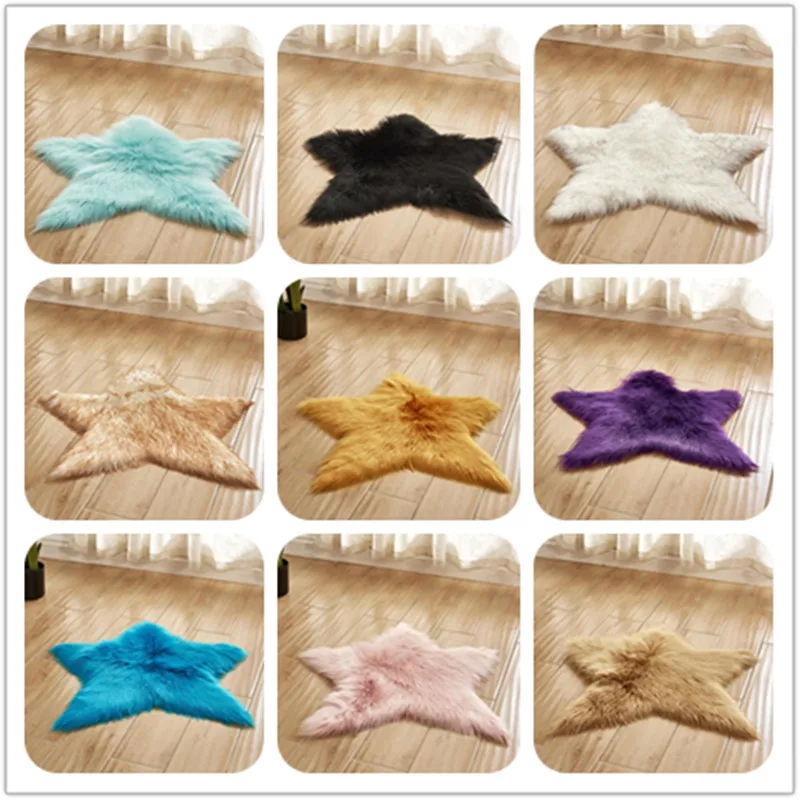 16 цветов пятиконечная звезда форма меховой коврик Детская комната Спальня Мягкий мохнатый ковер искусственная шерсть Овчина длинный Пушистый Ковер