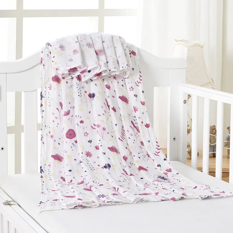 Детское муслиновое одеяло, детское Пеленальное хлопковое детское одеяло с рисунком, мягкое дышащее одеяло из 70% бамбука+ 30% хлопка - Цвет: ZM zihua