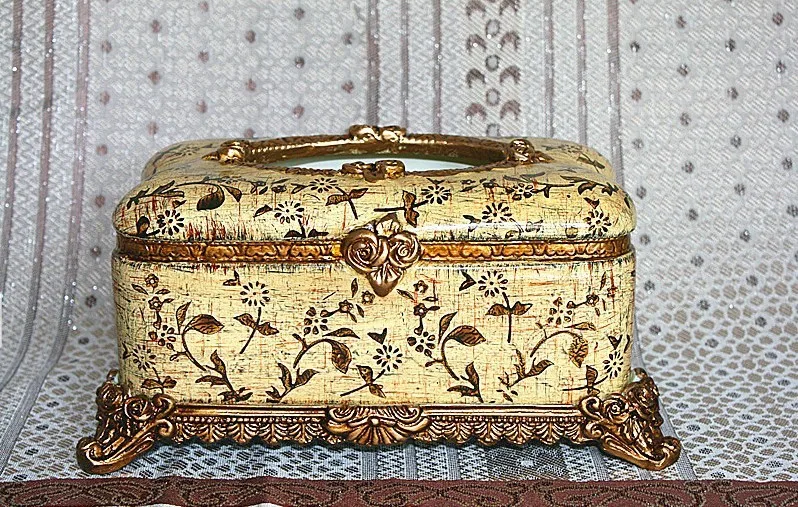 Смола коробка Европейский ткани роскошные украшения дома салфетка древняя творчески Бумага коробка подарочная для мальчика и Обувь для девочек