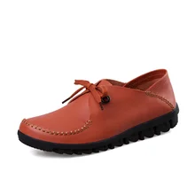2016 Autumn women genuine leather shoes women flats women motorcycle shoes moccasins ladies boat shoes female shoes 9893
