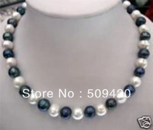 

Free Shipping8-9MM STUNNING 18" NATURAL BLACK WHITE PEARL NECKLACE
