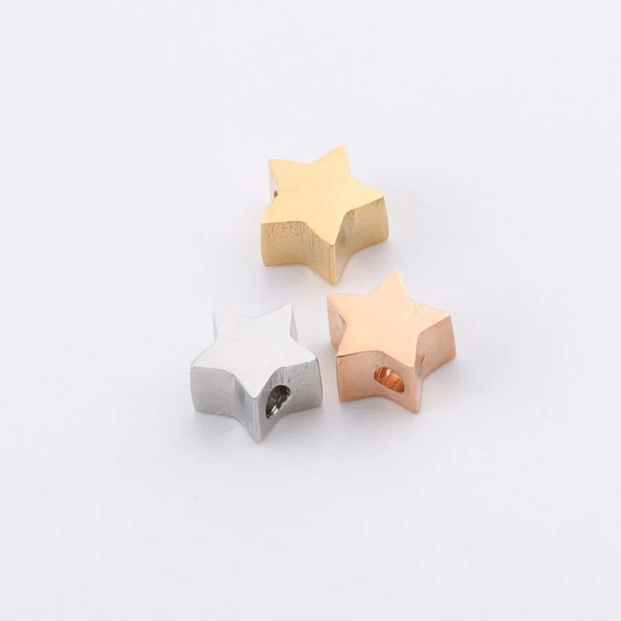 

20pc 5mm Gold/Steel Color Stainless steel Small Star Shape Beads Charm pendant For Necklace DIY Women Handmade Jewelry Making