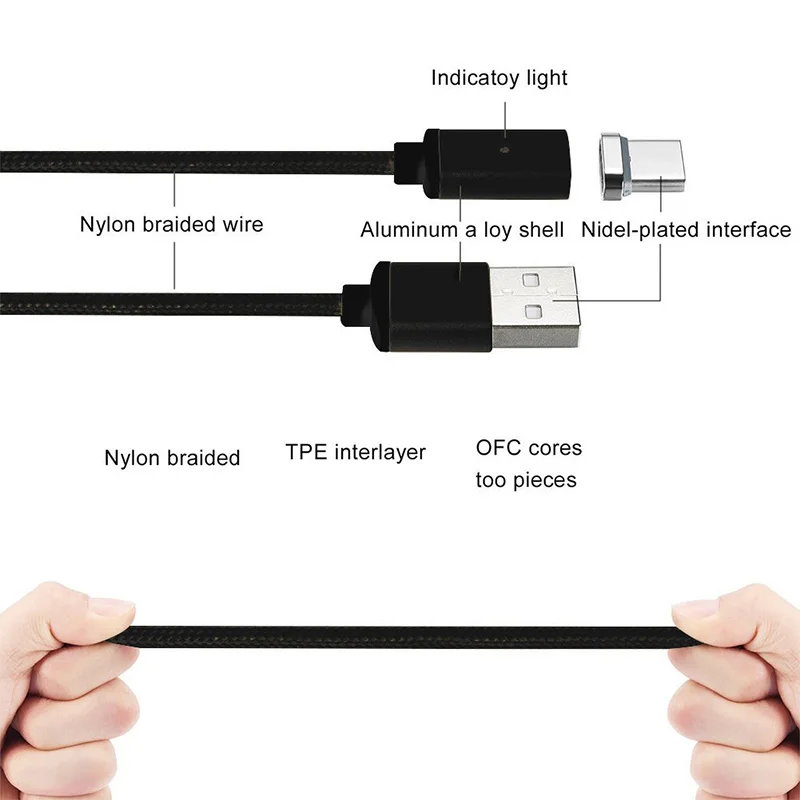 Магнитный кабель Micro USB 3 в 1 для iPhone Samsung Type C быстрая зарядка адаптер мобильный