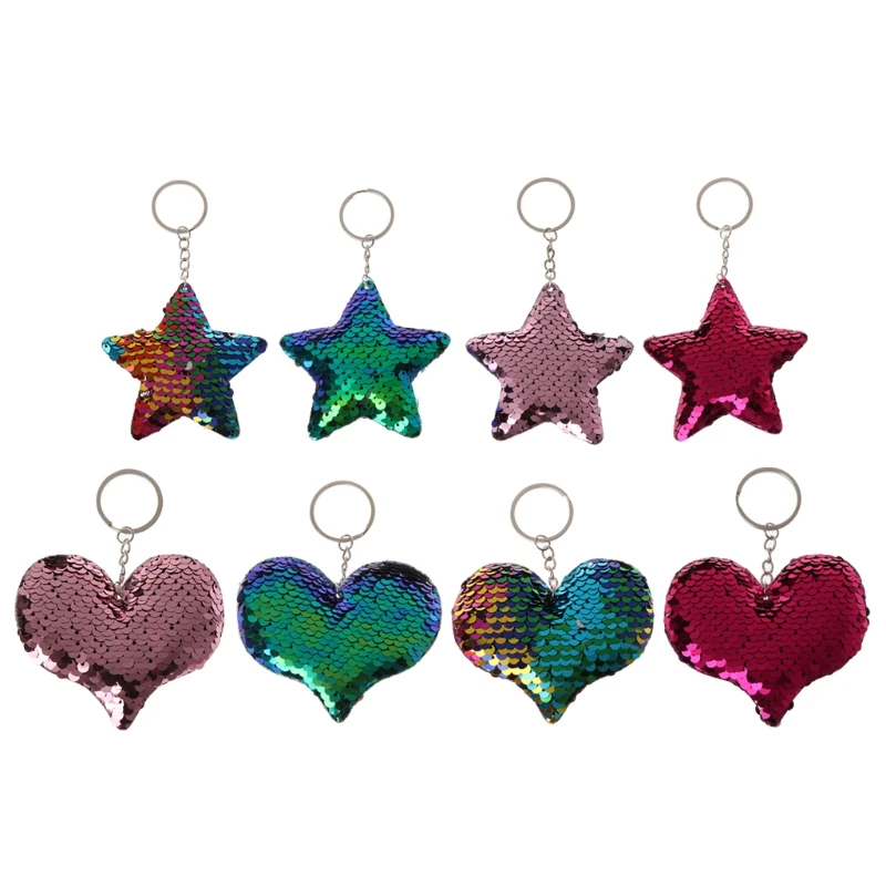 

9 x 7 cm Mermaid Sequin Plush Keychain Pompom Plush Reversible Glitters Bag Decor Jewelry