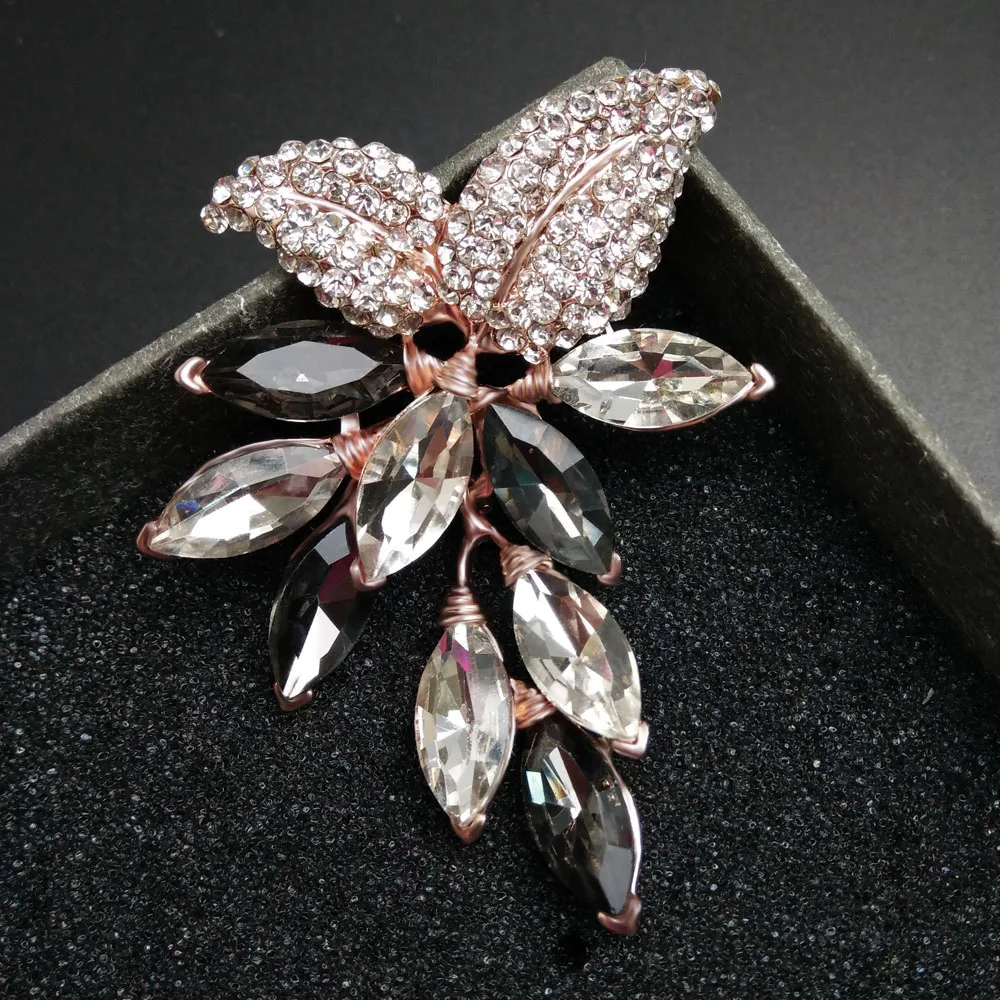 CINDY XIANG Big Crystal Flower Large Grape Pins and Brooches Wedding Jewelry Bijouterie Corsage Dress Coat Accessories