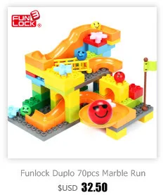 Funlock Duplo marble Run, пластиковые блоки для сборки, детали для детей, креативные развивающие строительные игрушки для детей