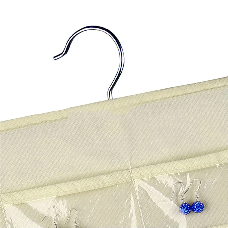 Hot Fashion 80 Compartments Hanging Storage Bag Jewelry Earring Necklace Brooch Bag Closet Display Visible Non-woven Fabrics PVC (13)