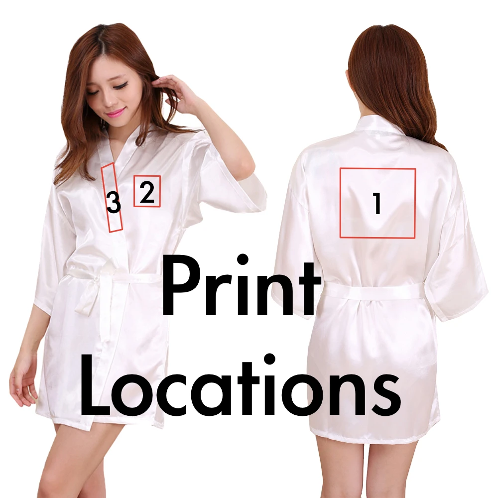 Short Style Robes Bridal Party Kimono Robe Personalize Wedding Party Gold Glitter Print Satin Robes DongKing