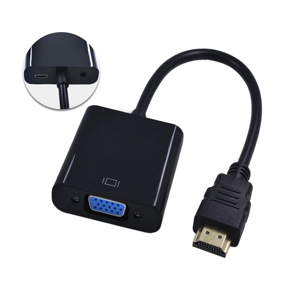 TISHRIC HDMI إلى كابل تجهيز مرئي USB الطاقة الصوت HDMI مهايئ VGA الرقمية إلى التناظرية محول صوت للتلفزيون المحمول مربع العارض