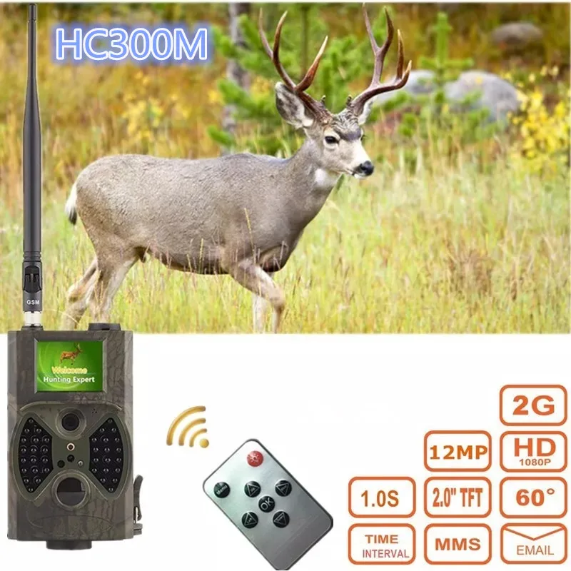 

HC300M Wild Camera MMS Hunting Camera 12MP Photo Traps GSM 1080P IR Night Vision Low Glow Trail Camera Caza Trap Foto Game Cam
